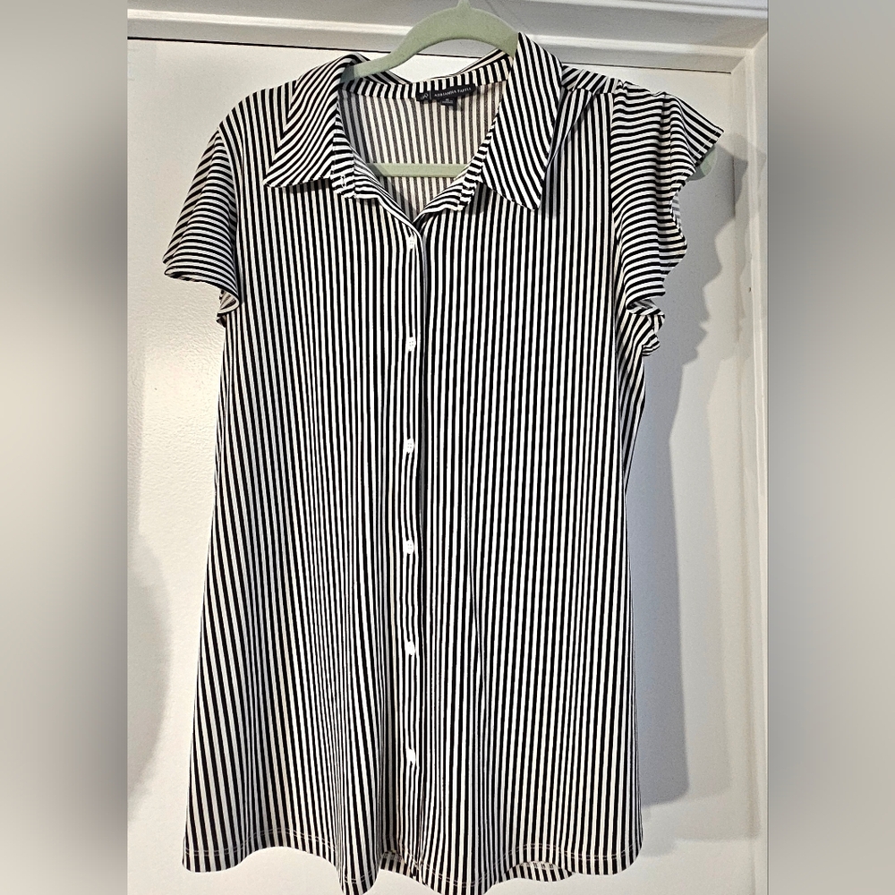 Adrianna Papell Monochrome Striped Dress